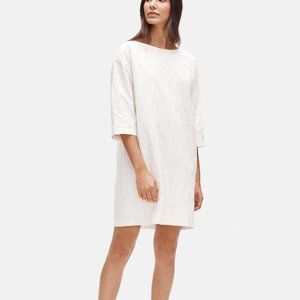 Eileen Fisher IVORY Organic Cotton Steel Ballet Neck Short Dress